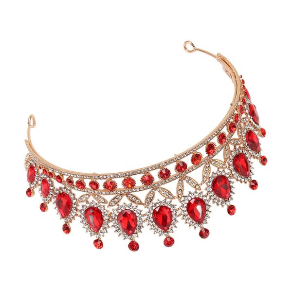 Rød Rhinestone Retro Halvsirkel Hårkrone Bryllupsfest Tiara
