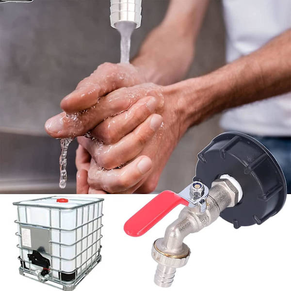 Vandhanetank 1000l Messing Fremstillet 1/2&quot; Adapterventil Ibc Vandopbevaringsboks Vandhane til haveregnvandsopsamler