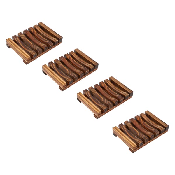 4PCS Bambu Tvålfat med Dränering Ventilation Vattentät Tvålhållare