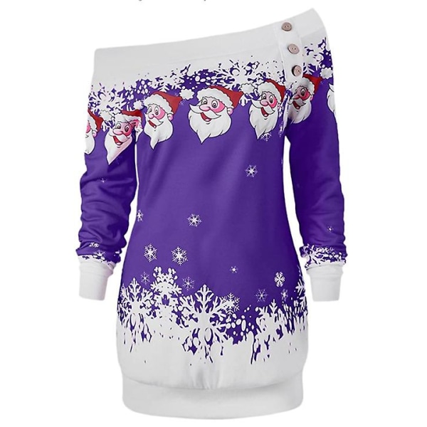 Långärmad Santa One Shoulder-tröja, lila, storlek XL