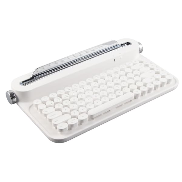 Vintage 86-tasters Bærbar Bluetooth-tastatur med stativ til Windows Android iOS Hvid
