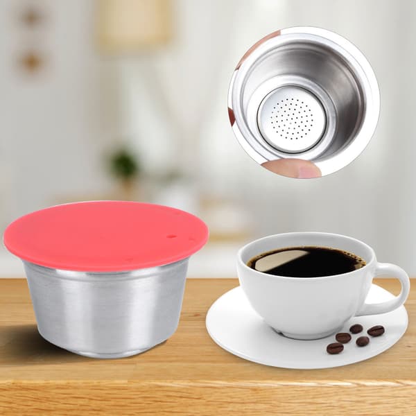 Genanvendelig kaffekapsel i rustfrit stål til Dolce Gusto kaffemaskine (rød)