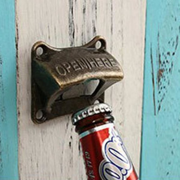 Seinään kiinnitettävä pullonavaaja, 4 pakkaus vintage tyylistä seinään kiinnitettävää olutta