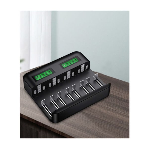 Universal batteriladdare, 8-fack batteriladdare, lämplig för AA/AAA/C/D Ni-MH/Ni-Cd uppladdningsbara batterier