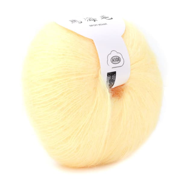 Luksus Mohair Blanding Strikket Genser - Lysgul