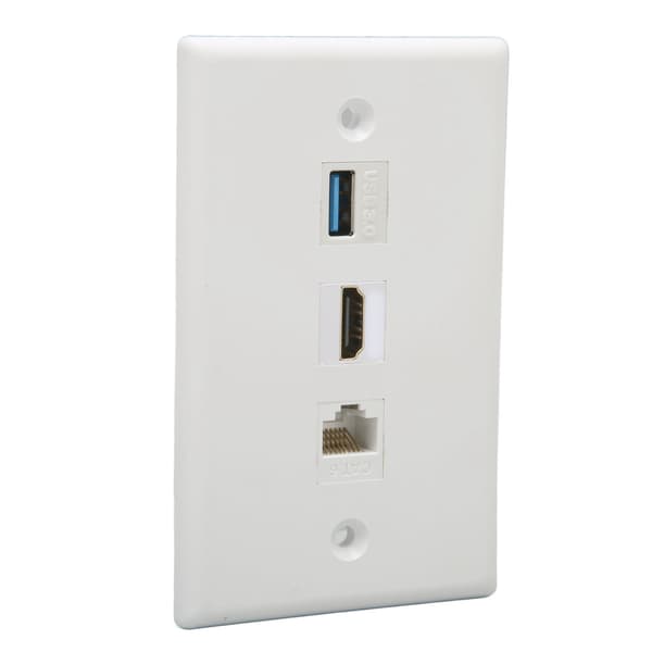 HDMI Väggplatta 3 Portar CAT6 USB 3.0 Lödningsfri