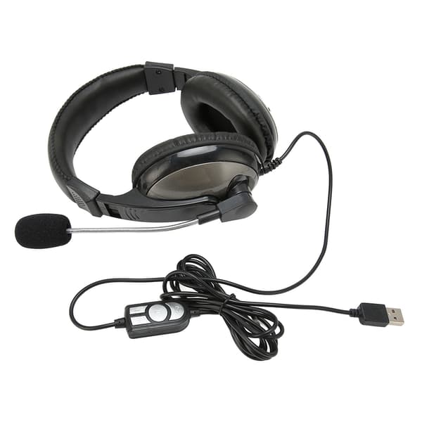 USB Gaming Headset Trådkontroll Justerbar Volym Gamingheadset med Mikrofon för PC Laptop för PS4