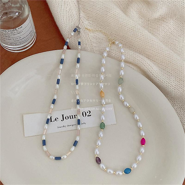 Kaulakoru Pearl Crystal Choker värikkäät muotikorut Ac1241