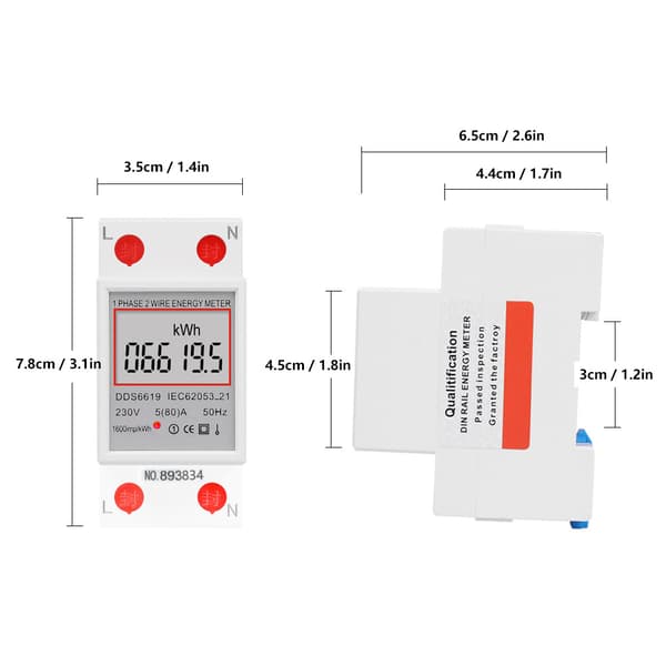 DDS6619 005 Intelligent Energimätare 2P Din Skena Effektmätare 230V