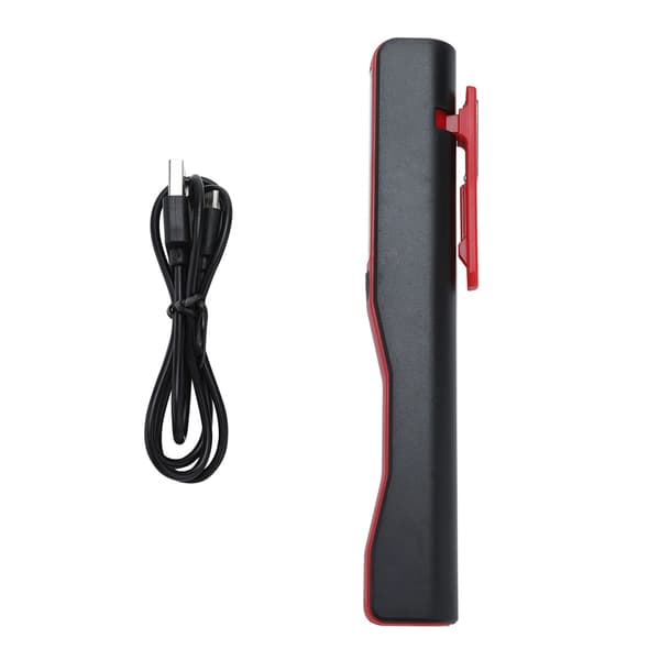 Oppladbar COB LED Lomme Pen Light Magnetisk Roterende Klips Rød