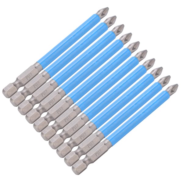 10-pack PH2 Magnetiska Krysskruvmejselbitar 90mm Elektriska Borrtillbehör