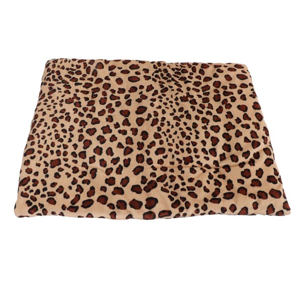 USB-opvarmet kæledyrsmåtte, vaskbar, foldbar, 3 temperaturjusterbar, leopardprint til katte og hunde