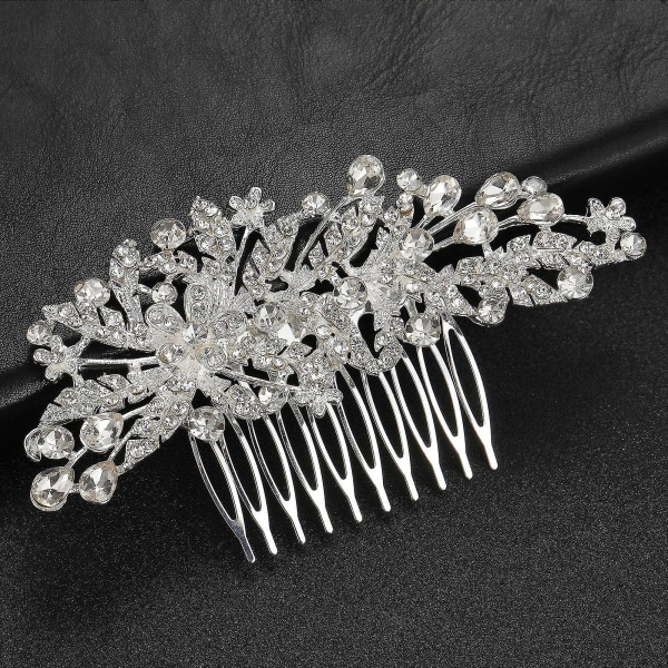 Hårkamlegering Inlagd Rhinestone Butterfly Leaf Comb Daily Casual Headwear 1