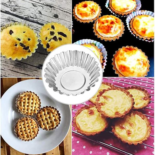 20 stk. Mini Æggetærteforme i Aluminium Non-Stick Cupcake Muffin Bageforme Genanvendelige Køkkenbageværktøjer