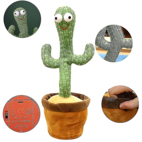 Dansande kaktusleksak, pratar Repetera Sjunger Sunny Cactus Toy(120 sånger)