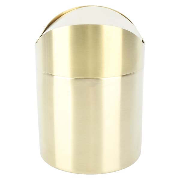 Rustfrit stål, fingeraftryksresistent mini kontoraffaldsspand, kompakt, pladsbesparende, guld