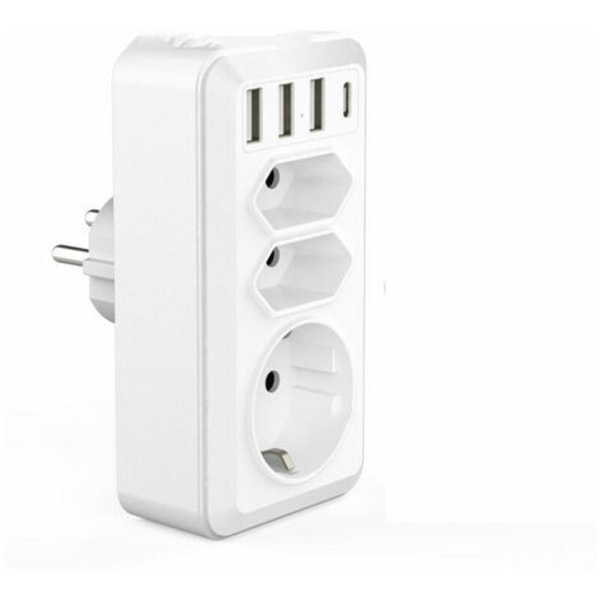 Samlet USB-multistik, 4000W (16A) strømskinne med USB, 3 USB-porte og 1 USB-C-port (3 stik)