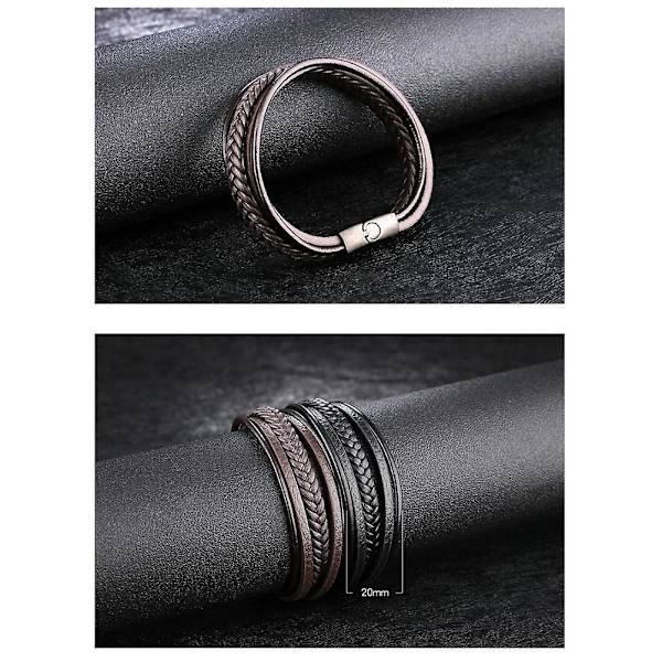 Vävt läderarmband för män i flera lager