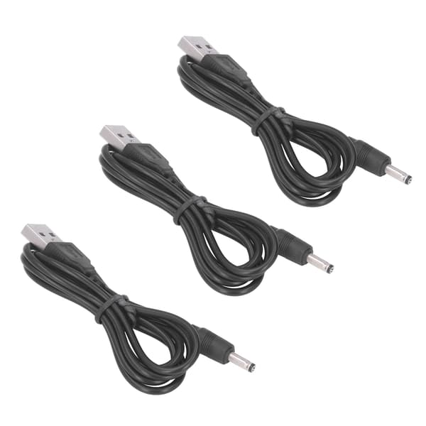 3-pak USB-strømkabel 3,5x1,35 mm DC 5V til ventilator, telefon, højttaler