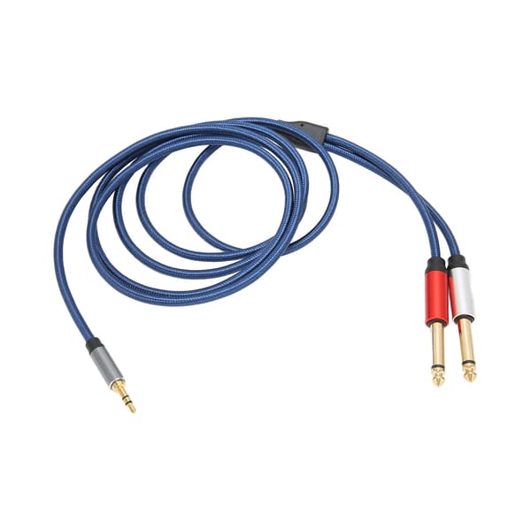 3,5 mm til 2x6,35 mm Stereo Lydkabel Guldbelagt Mono til RV