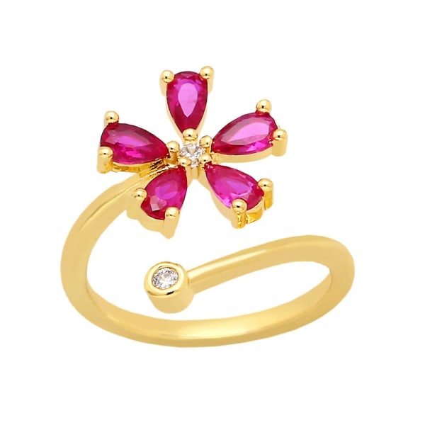 Ring Vintage Zircon Flower Stud Modesmycken Ac10562 Pink