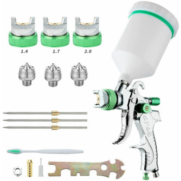 Professionell högtrycksfärgsprutpistol Luftsprutpistolsats Gravity Feed Pneumatisk färgsprutpistol HVLP 600CC 1.4MM/1.7