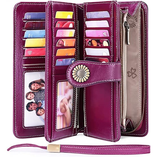 Plånböcker för kvinnor Kreditkortshållare i läder med RFID-blockering Armband med stor kapacitet A916-192 I