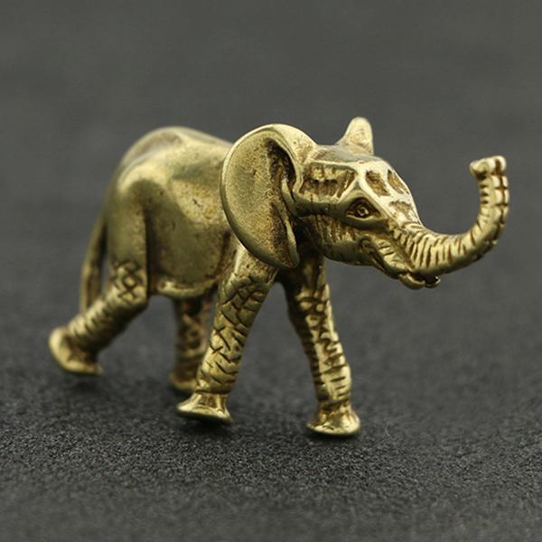 Fint symbol elefantfigur Klar udskåret messing Tea Pet Miniature elefant til desktop