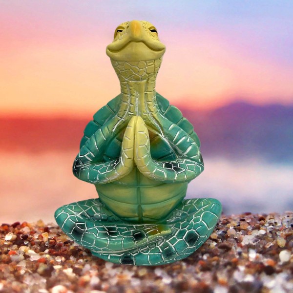 Havssköldpaddastaty Bedårande rolig ångestlindring Harts Buddha Mediterar havssköldpaddafigur Trädgårdsinredning