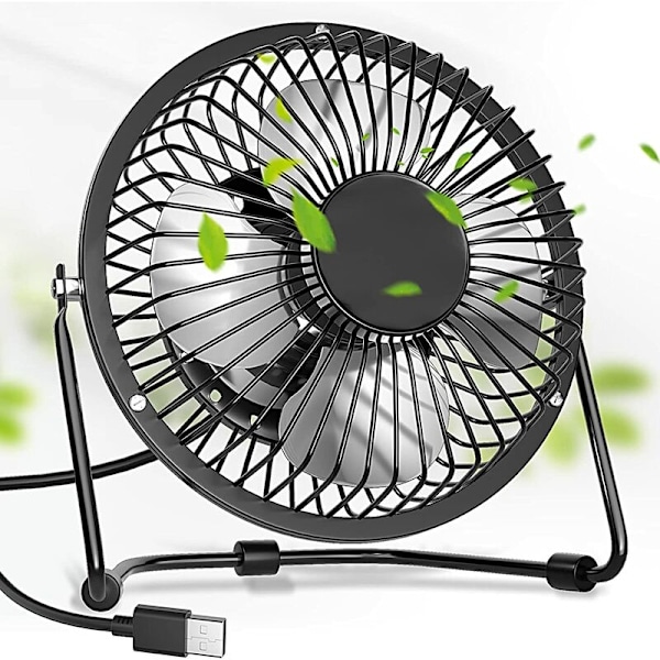 Mini USB blæser, 360 graders rotation, 4 tommer bærbar, stille skrivebordsventilator til kontor, klapvogn, hjem, kontor, camping, rejser -