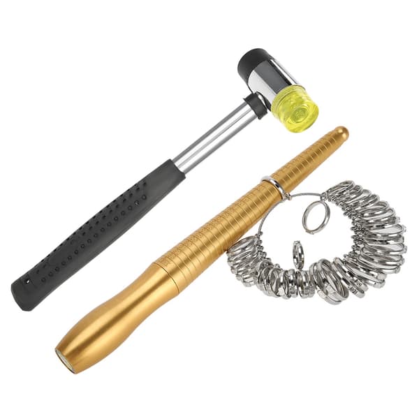 3-delt ringdor, ringmåler, hammer, smykkelaging verktøy