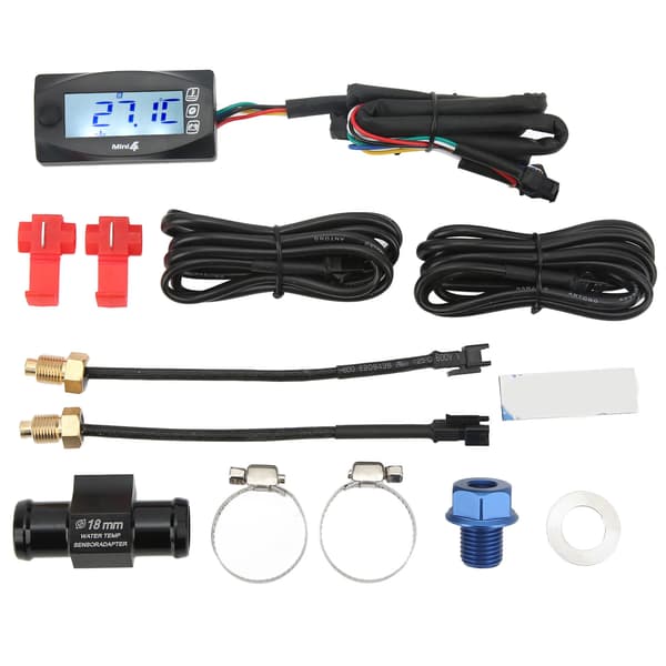 Motorcykel LCD Digital Mätare Spänningsmätare Voltmeter Temperatur Termometer Tidsvisning Sensor M14x1.5