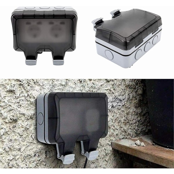 Ip66 Dubbeluttag Med USB portar - Vattentätt eluttag - Uttagsuttag - Ytmontering - Skyddskontakt