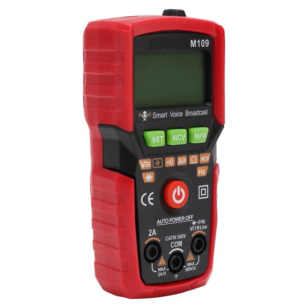 Digitalt Multimeter Stemmeudsendelse Lommelygte Baggrundsbelyst Display Auto Bærbar NCV DC AC Voltmeter Amperemeter Rød
