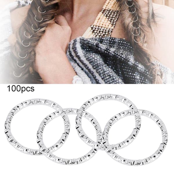 100 st Silver Dreadlock Hårflätningsringar Clips Slingor Dekorationer för Kvinnor Flickor