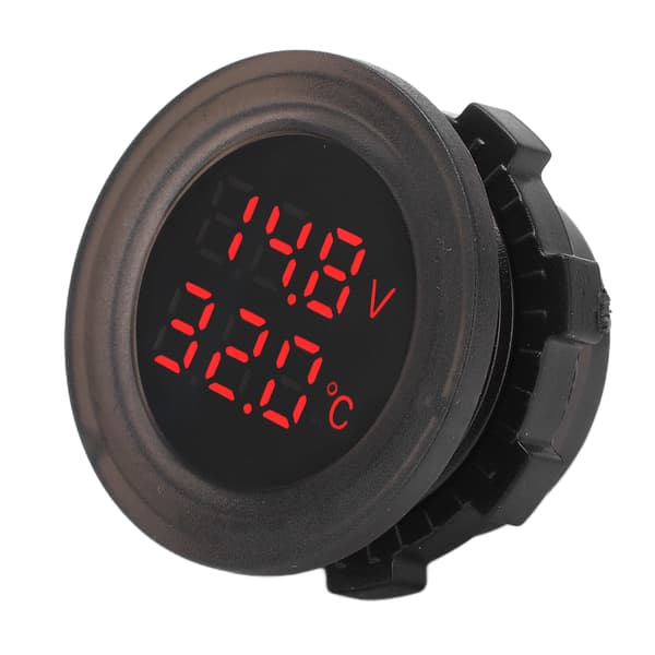 Dual Display Temperatur Voltmeter Klar Stabil Skærm Vandtæt Simpel Installation Bil Termometer Detektor