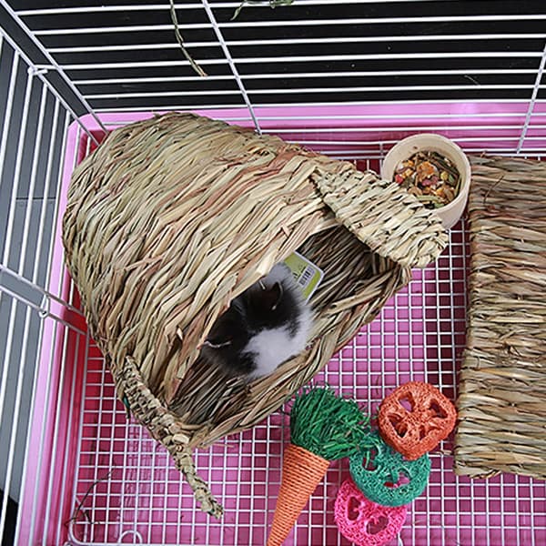 Halmflata Kaninhodeform Chinchilla Hamster Piggsvin Gress Varmt Hus