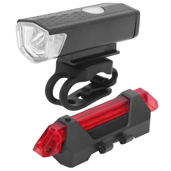 USB Oppladbar Super Sterk Sykkel Front Baklys Hodelykt Baklykt