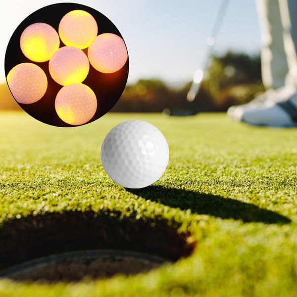 6-pack Syntetiska Gummigolfbollar med LED-belysning Orange för Natt- och Dagträning