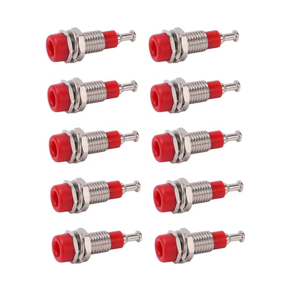 10 st/set 2 mm Nickelpläterad hona Banana Jack Socket Panelmonterad bindningsstolpe - Röd