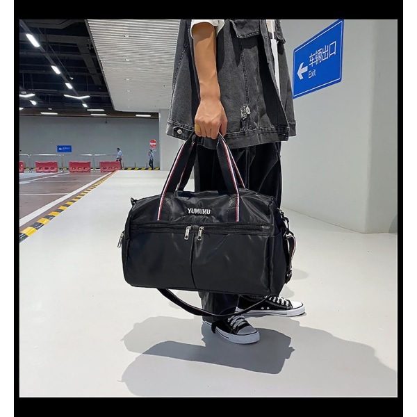 Våd Og Tør Adskillelse Rejsetaske Mode Stor Kapacitet Bagagetaske med Skolager Par Style Sort