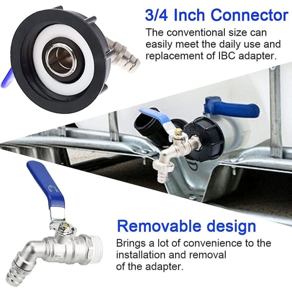 Ibc Dräneringstank Adapter S60x6 3/4&#39;&#39; Kranventil Ibc Tankkranadapter Tankadapter Vattentankadapter Kulventil
