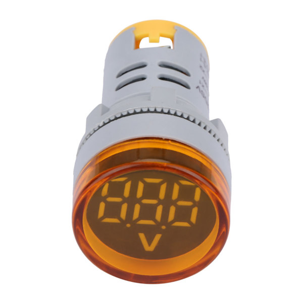 LED Digital DC Voltmeter Indikator Rund Tester Gult Lys Signal