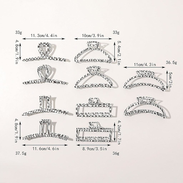 Ruudullinen hiusklipsi Liukumaton Zebra Hollow Out Hair Claw Geometry Leoy Barrette B3