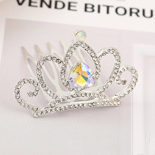 Tjejer Insert Comb Bow-kont Hårkam Krona Blomma Huvudbonad Barndagspresent White B