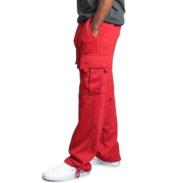 Mænds ensfarvede loungebukser med snoretræk Red XL