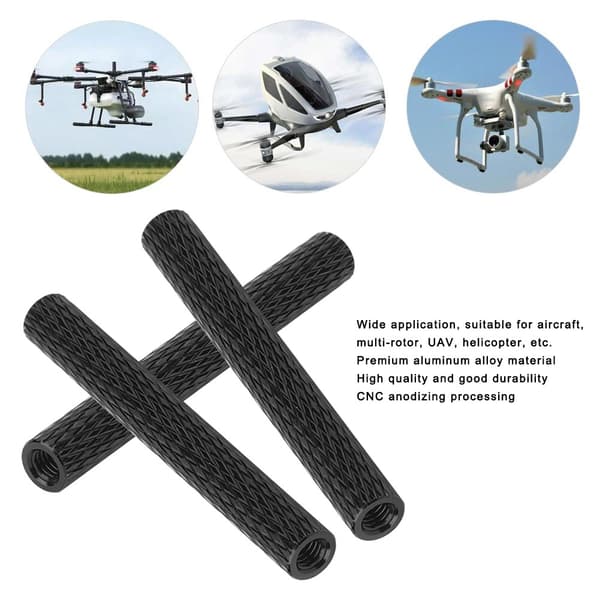 10 stk. M3x40mm Runde Aluminium Afstandsstykker Stud Monteringsstænger Sort til Quadcopter