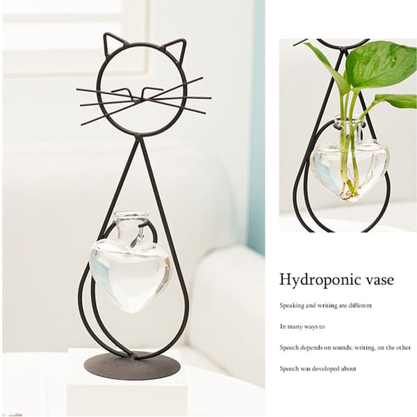 Enkel Kat Jern Blomst Hydroponisk Vase