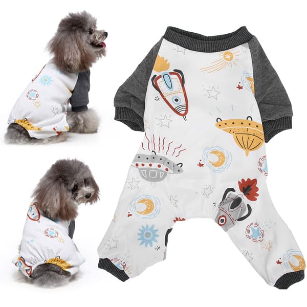 Hunde hvalp strikket jumpsuit pyjamas blød polyester rummønster forår efterår