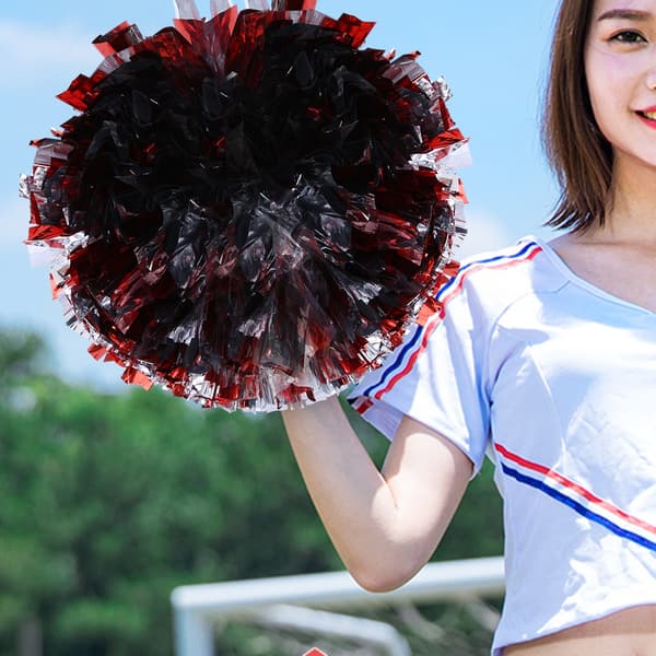 Sølv Røde Cheerleading Pom Poms for Dansefest Skoleidrettskonkurranse